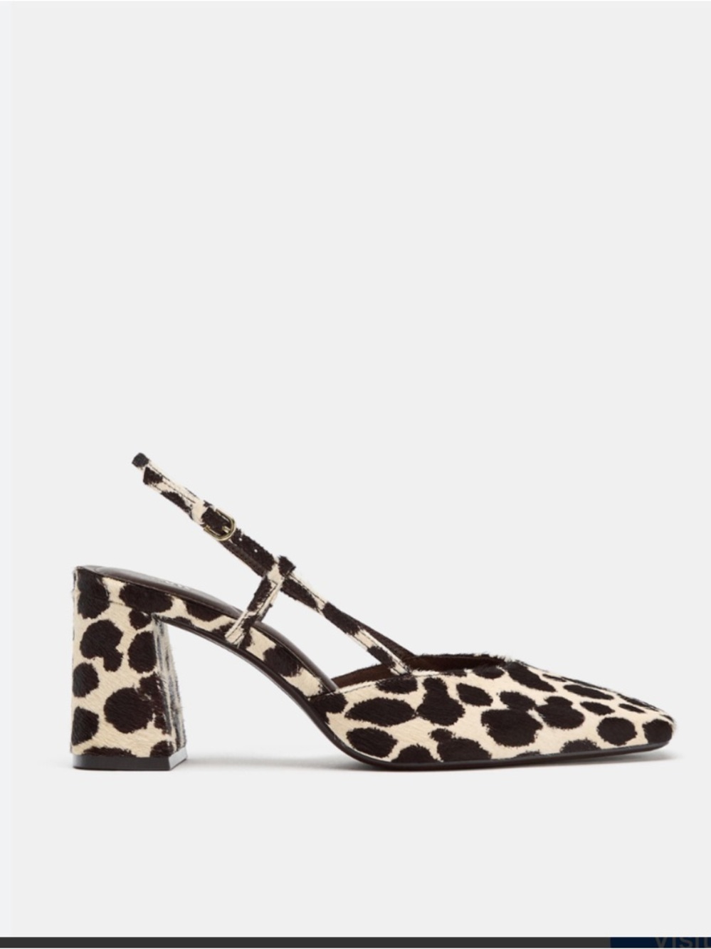 Zara Leopard Print Slingback Block Heels - Black & Cream - Picture 4 of 8
